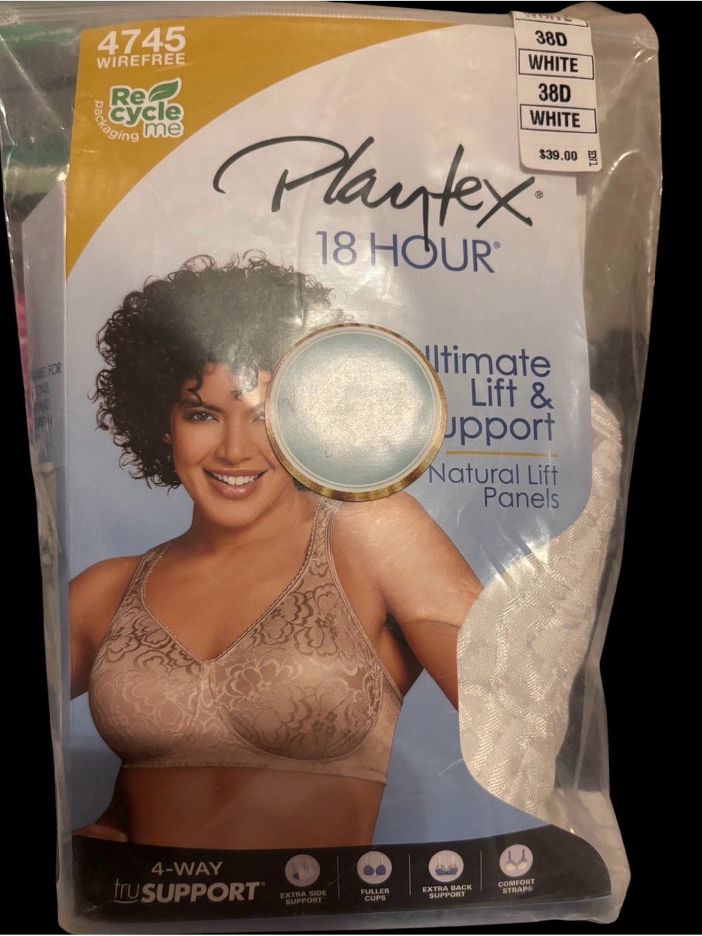 NEW: 38-D Playtex 18 Hour Wirefree Bra white